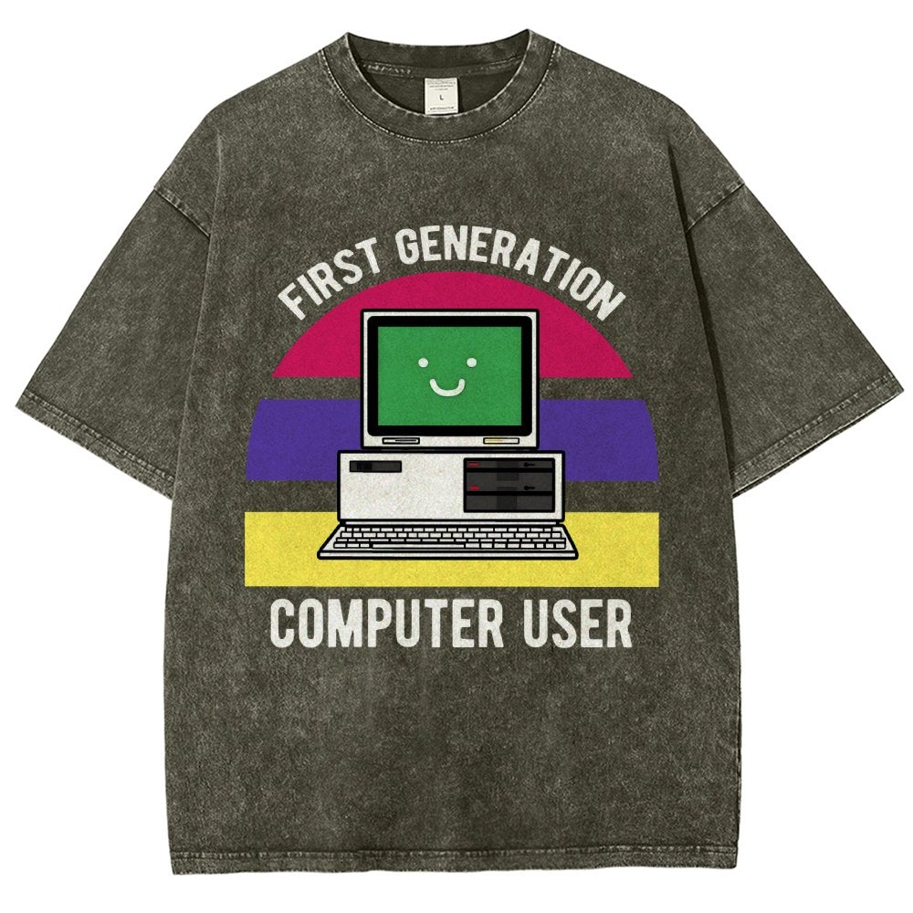 First Generation Computer User Vintage Distressed T-shirt