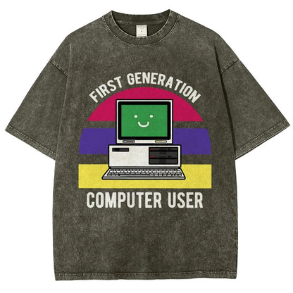 First Generation Computer User Vintage Distressed T-shirt