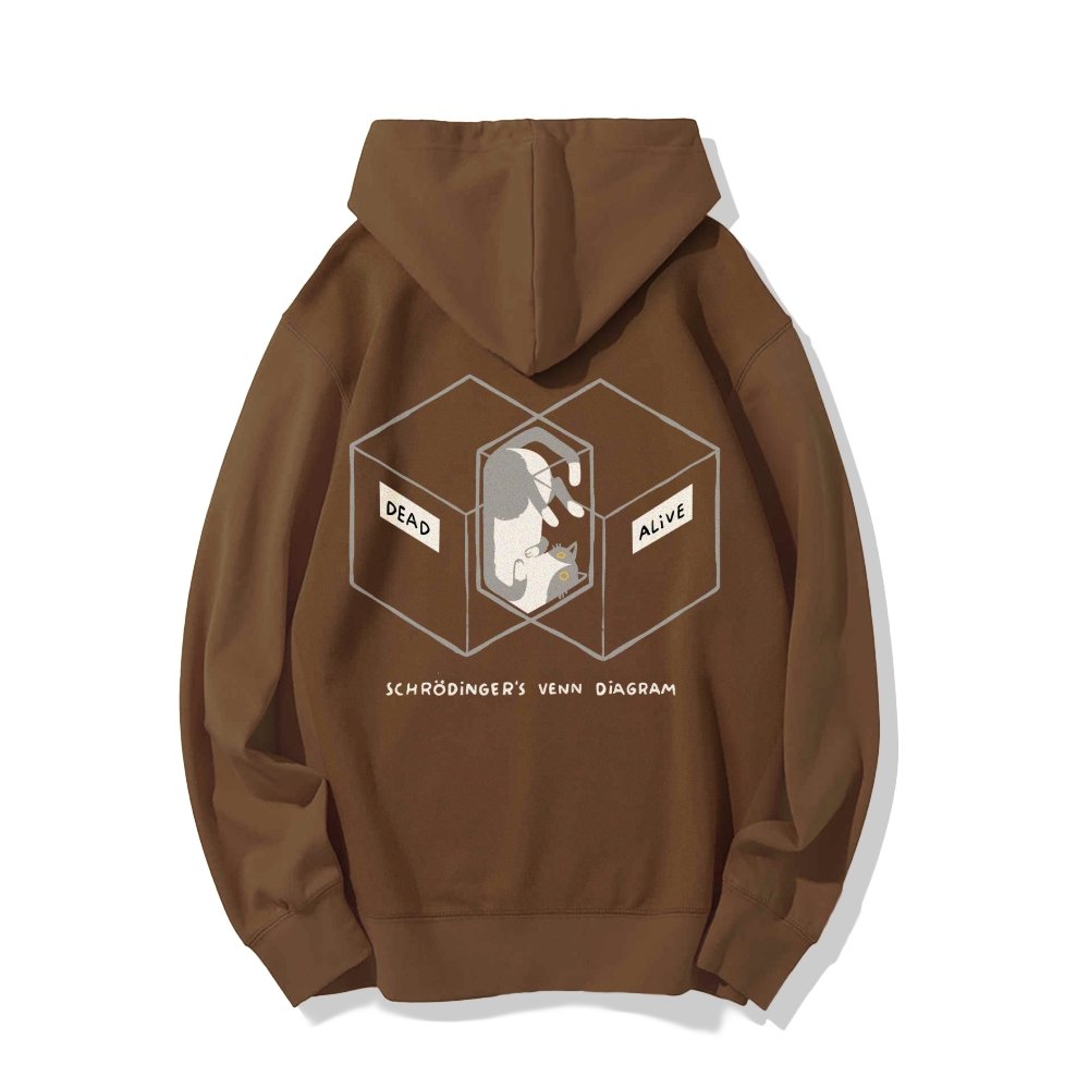 Schrodingers Venn Diagram Printed Back Unisex Cotton Hoodie