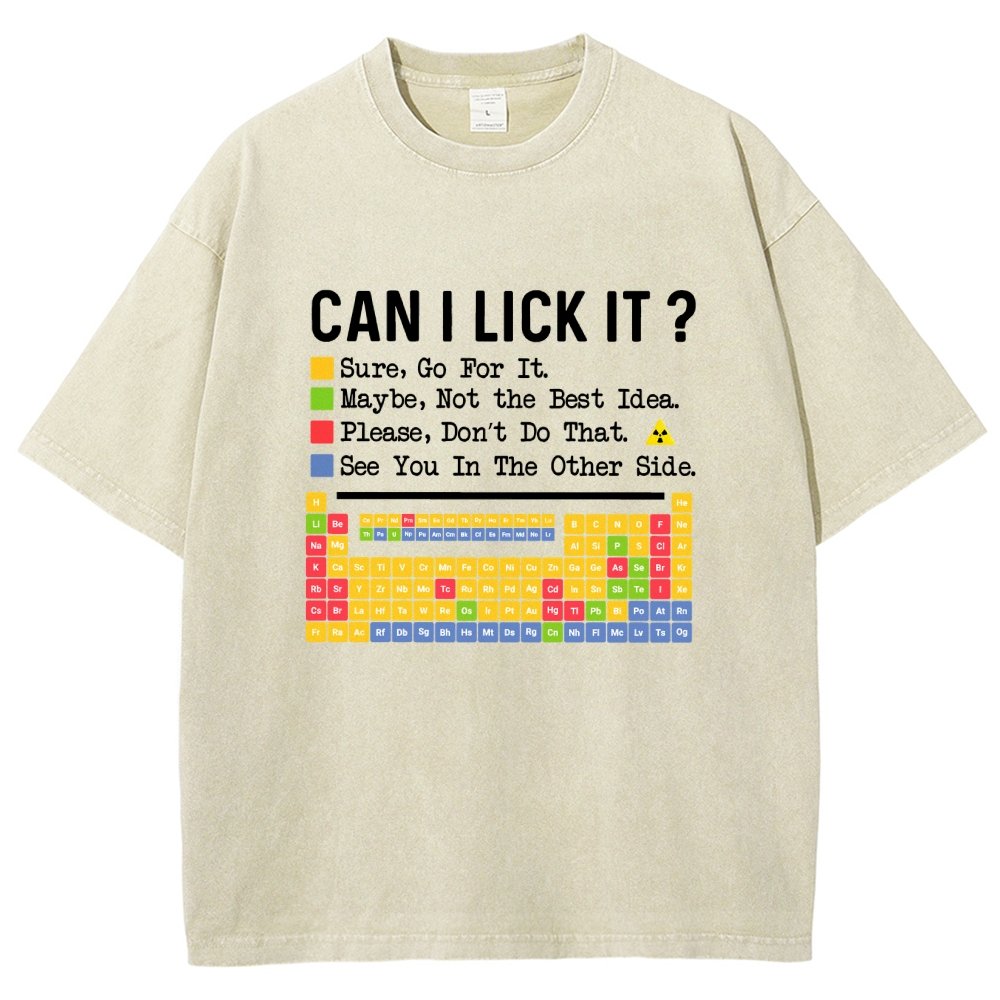 Can I Lick It Question Mark Periodic Table Of Elements Science Vintage Distressed T-shirt