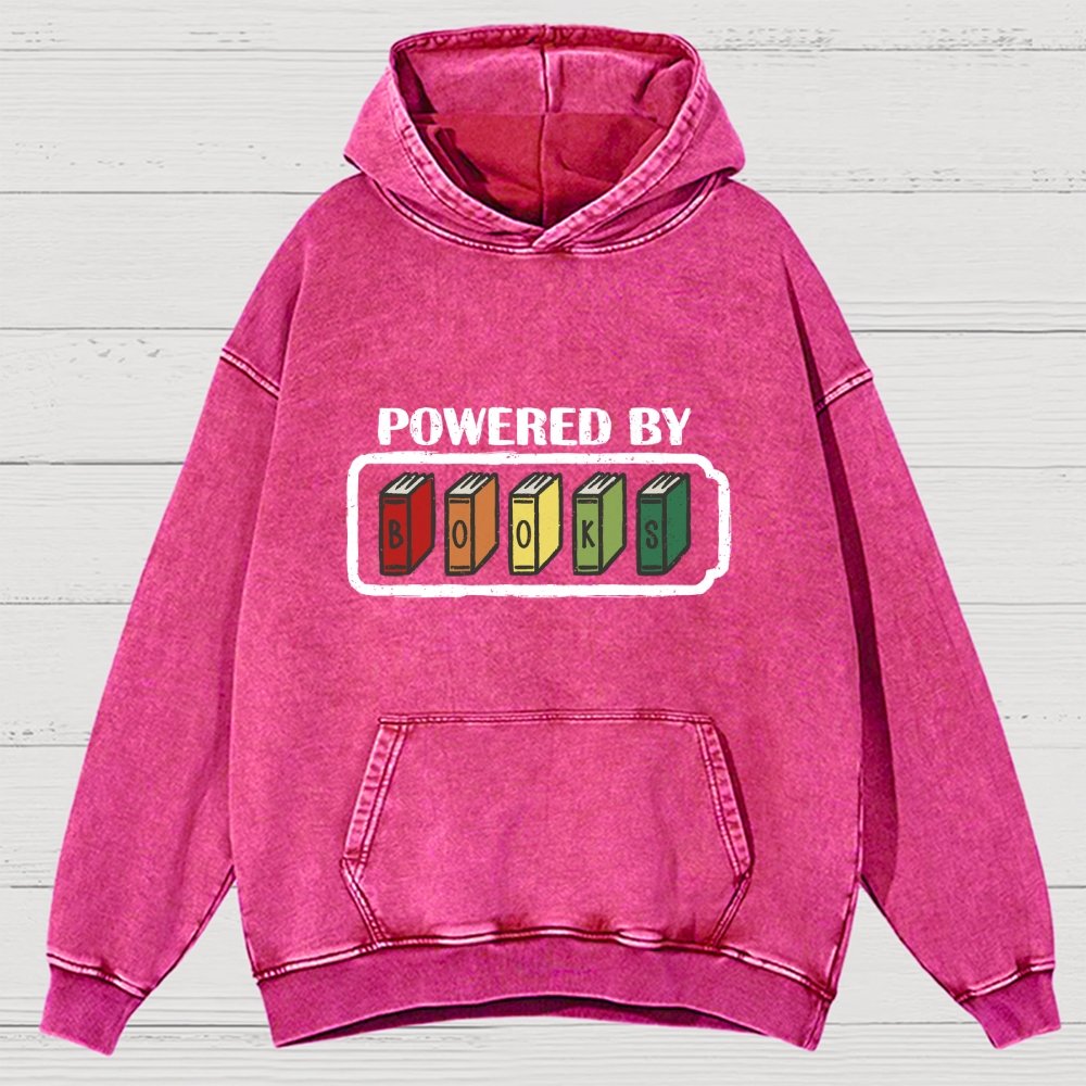 Powered by Books Vintage Distressed Hoodie
