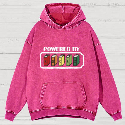 Powered by Books Vintage Distressed Hoodie