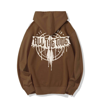 It Can't Rain All The Time Nerd Printed Back Cotton Hoodie