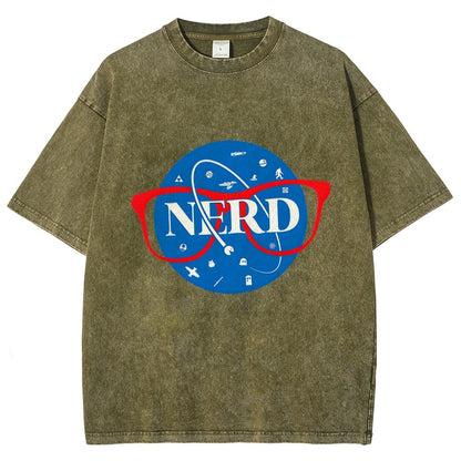 Nerdy Space Patch Vintage Distressed T-shirt