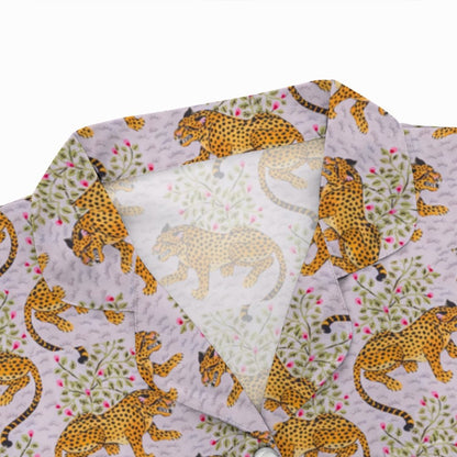 Leopard Art Print Geek Long Sleeve Pajama Set