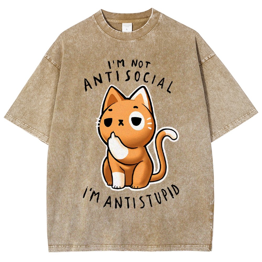 I'm not Antisocial I'm Antistupid Vintage Distressed T-shirt