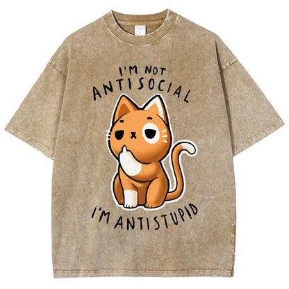 I'm not Antisocial I'm Antistupid Vintage Distressed T-shirt