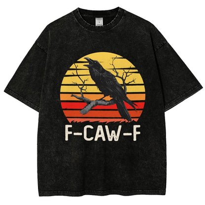 Retro Sunset F-Caw-F Black Bird Black Crow Vintage Distressed T-shirt