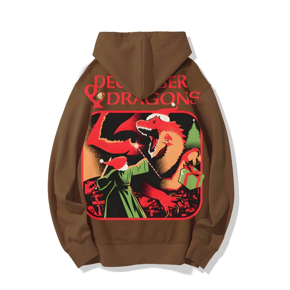 December & Dragons Printed Back Cotton Hoodie