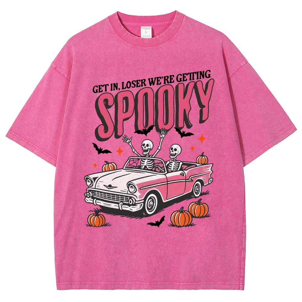 Get In Loser We're Getting Spooky Halloween Vintage Distressed T-shirt