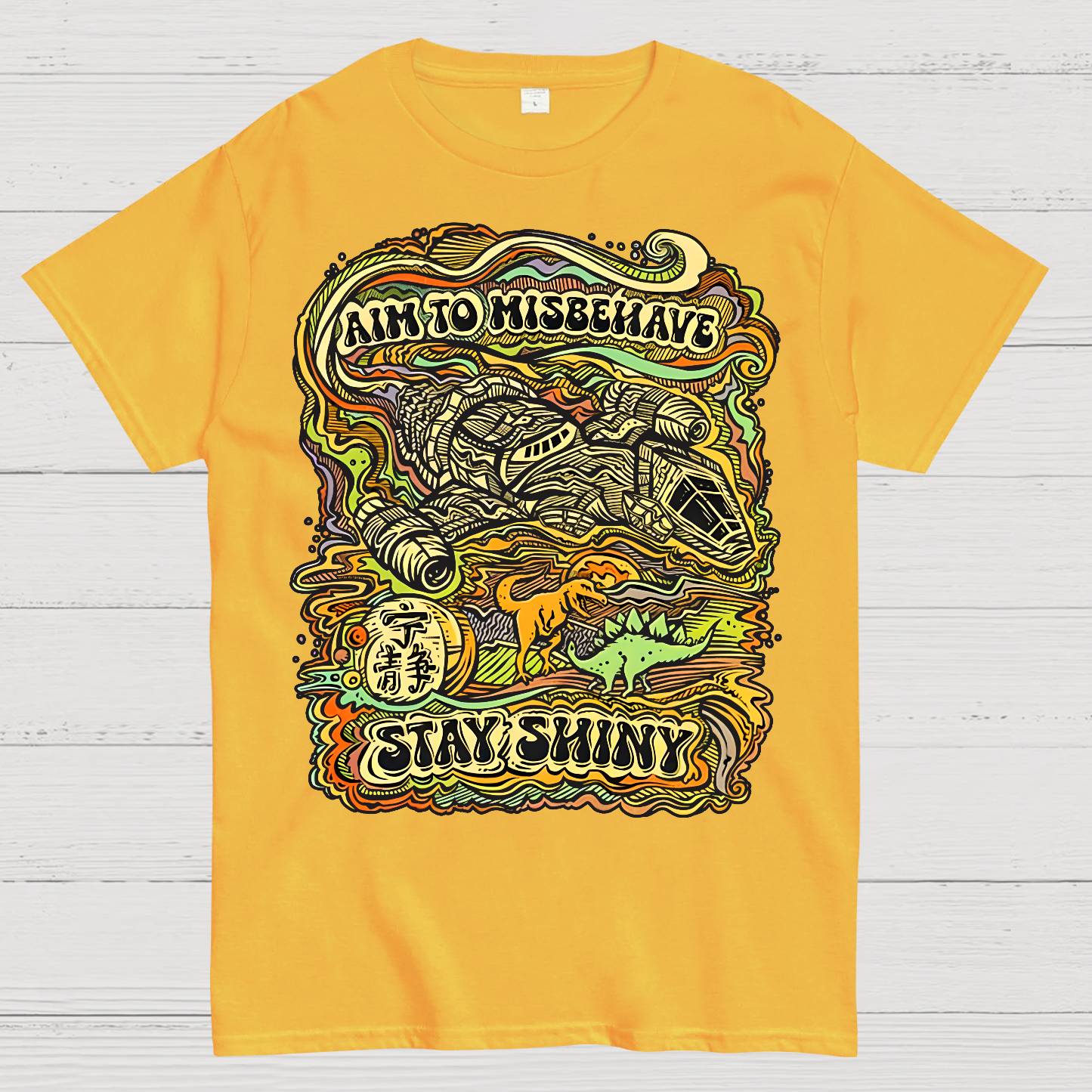 Aim to Misbehave, Stay Shiny Geek T-Shirt