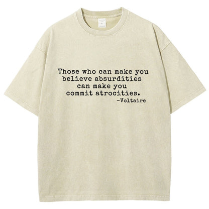 Voltaire Quote: Anti-Violence Politics Vintage Distressed T-shirt 2602000182