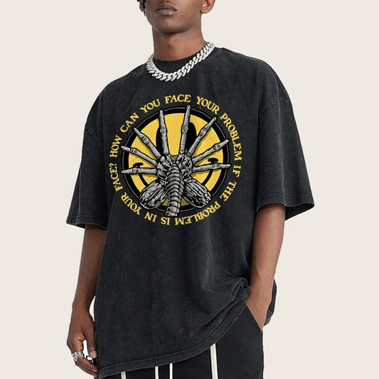 Face Problem Vintage Distressed T-shirt