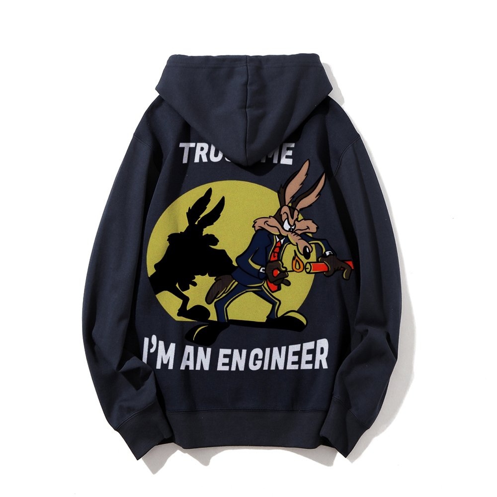 Trust Me I'm An Engineer Printed Back Cotton Hoodie