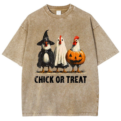 Halloween Chick or Treat Vintage Distressed T-shirt