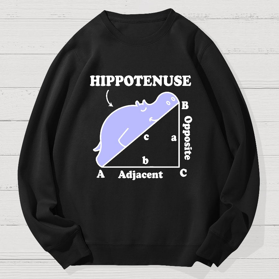 Hypotenuse Math Pun, Hippotenuse Essential Geek Cotton Sweatshirt