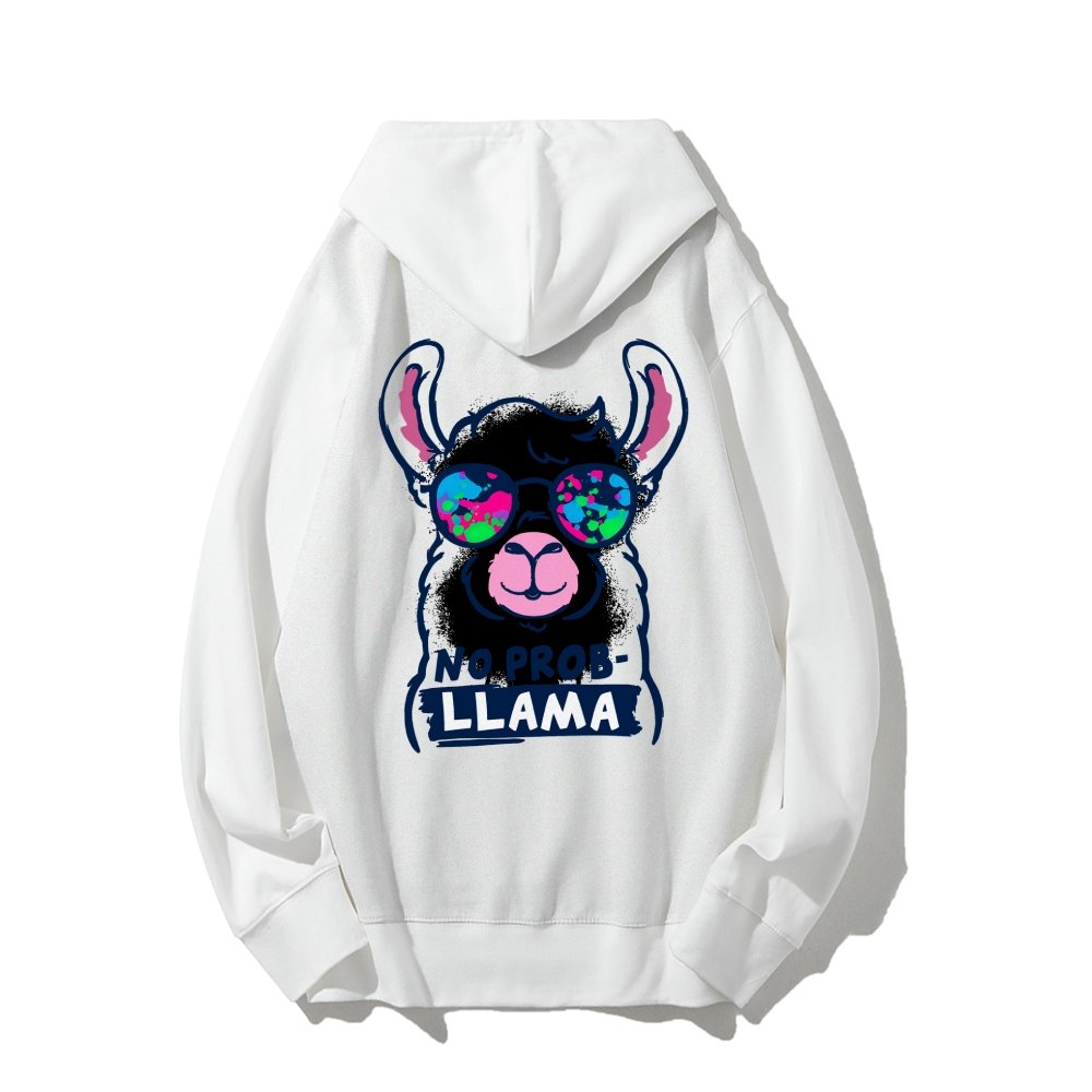 No probllama Printed Back Unisex Cotton Hoodie
