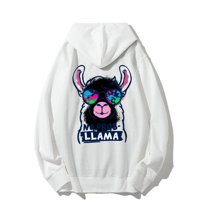 No probllama Printed Back Unisex Cotton Hoodie