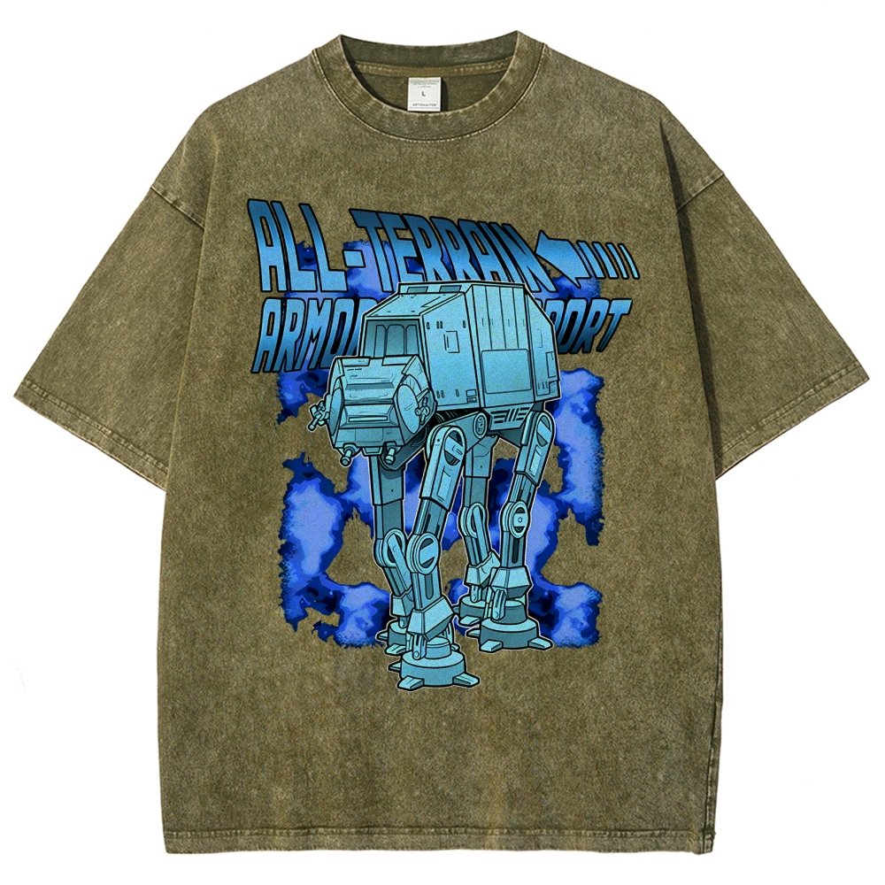 Mega Terrain Mecha Transport Vintage Distressed T-shirt