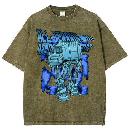 Mega Terrain Mecha Transport Vintage Distressed T-shirt