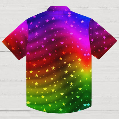 Rainbow Stars Print Geek Shirt