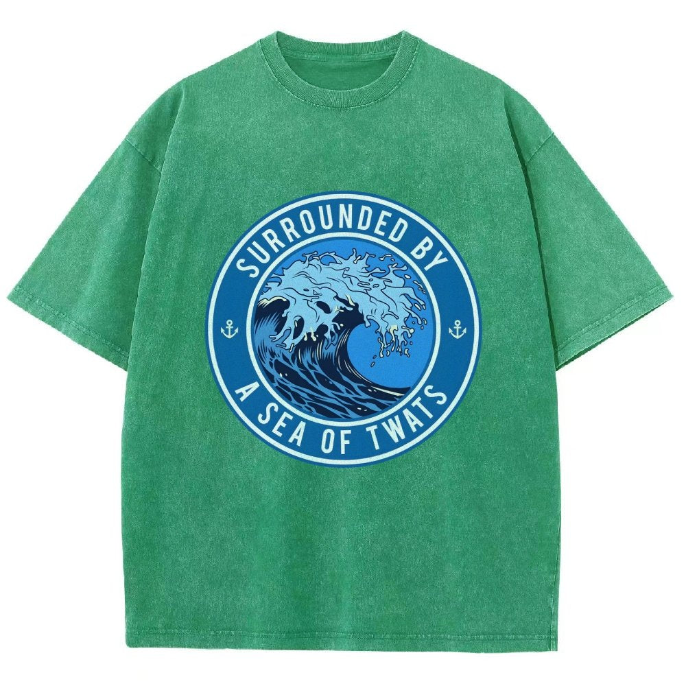 Surrounded By A Sea Of Twats Vintage Distressed T-shirt