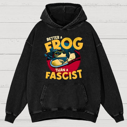 Better A Frog Than A Fascist Vintage Distressed Hoodie