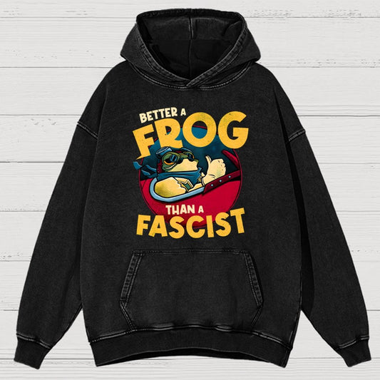 Better A Frog Than A Fascist Vintage Distressed Hoodie