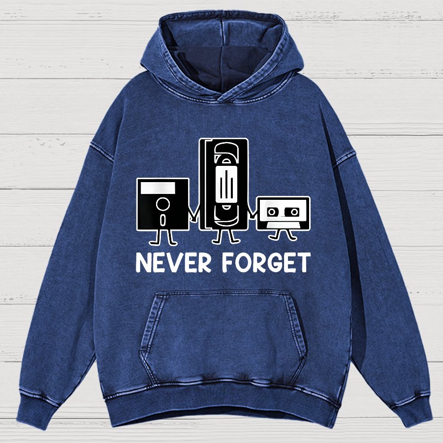 Never Forget Cassette Tape VHS Gamer Old School Funny Vintage Distressed Hoodie