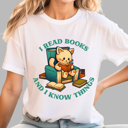I Read Books and I Meow Things Geek T-Shirt