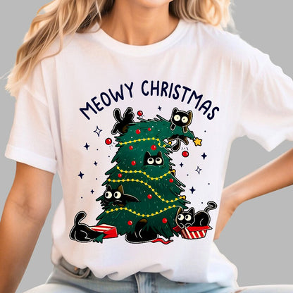 Meowy Christmas Funny Cats Geek T-Shirt