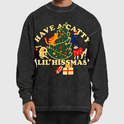 Have A Catty Lil Hissmas Washed Long Sleeve Tee