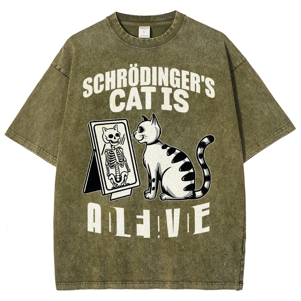 Schrödinger's Cat Dead And Alive Männer Vintage Distressed T-shirt