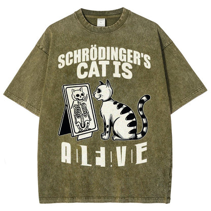 Schrödinger's Cat Dead And Alive Männer Vintage Distressed T-shirt