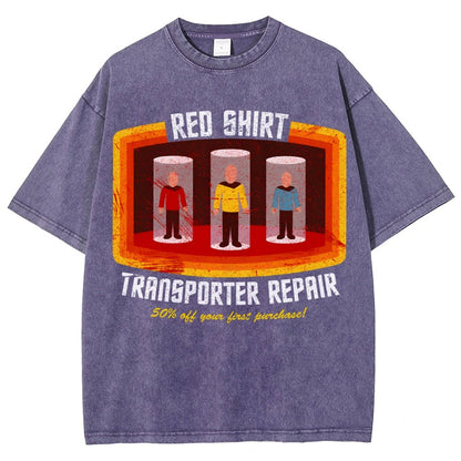 Red Shirt Spacecraft Repair Vintage Distressed T-shirt