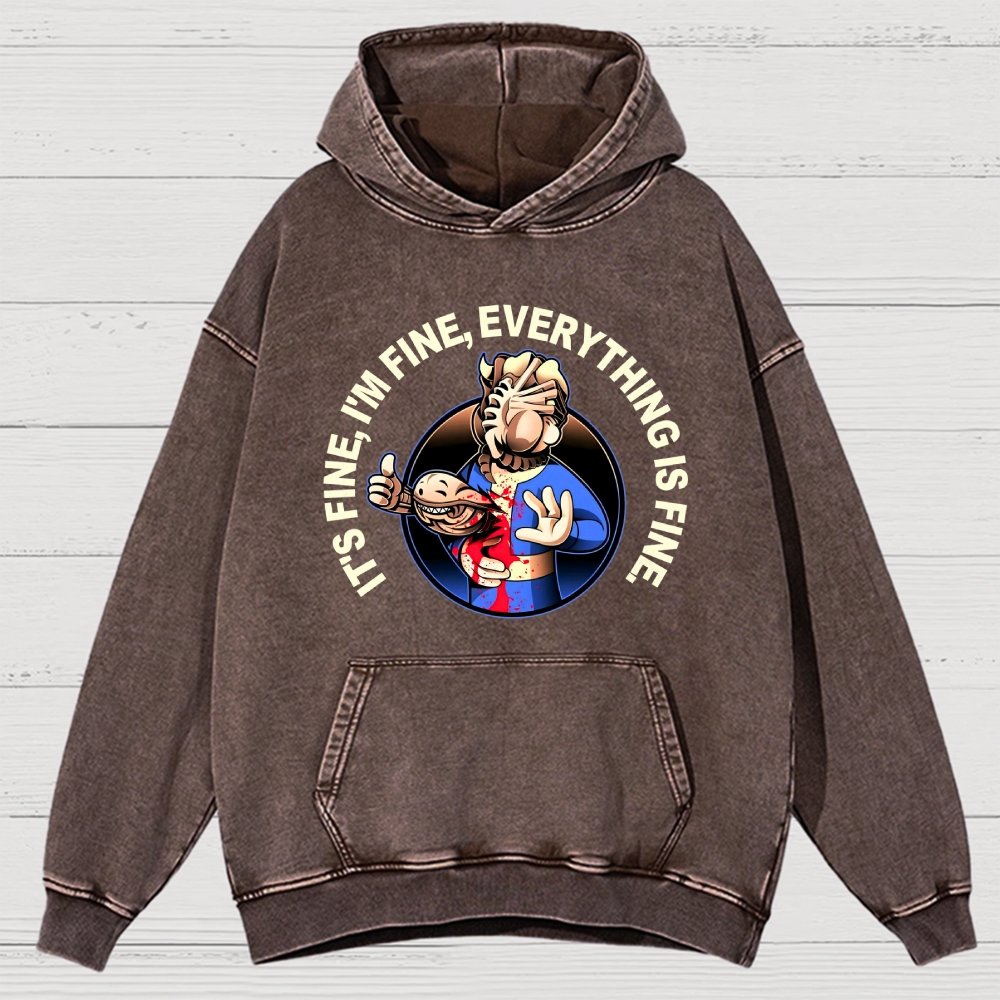 I'M Fine Everything Is Fine Vintage Distressed Hoodie