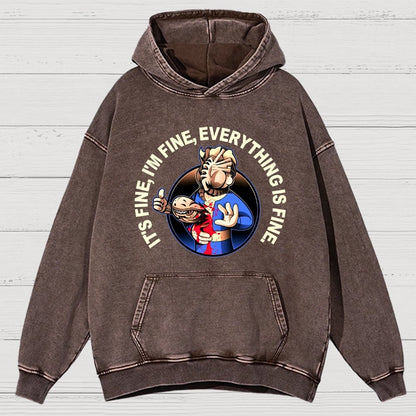 I'M Fine Everything Is Fine Vintage Distressed Hoodie
