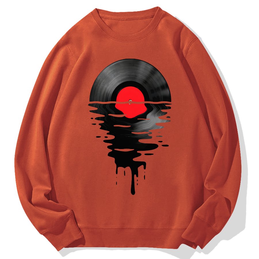Vinyl LP Music Record Sunset Red Geek Cotton Sweatshirt