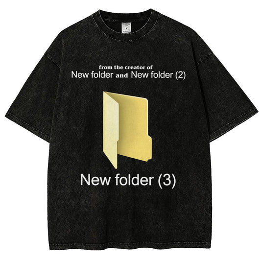 Humorous Internet meme New Folder (3) Vintage Distressed T-shirt