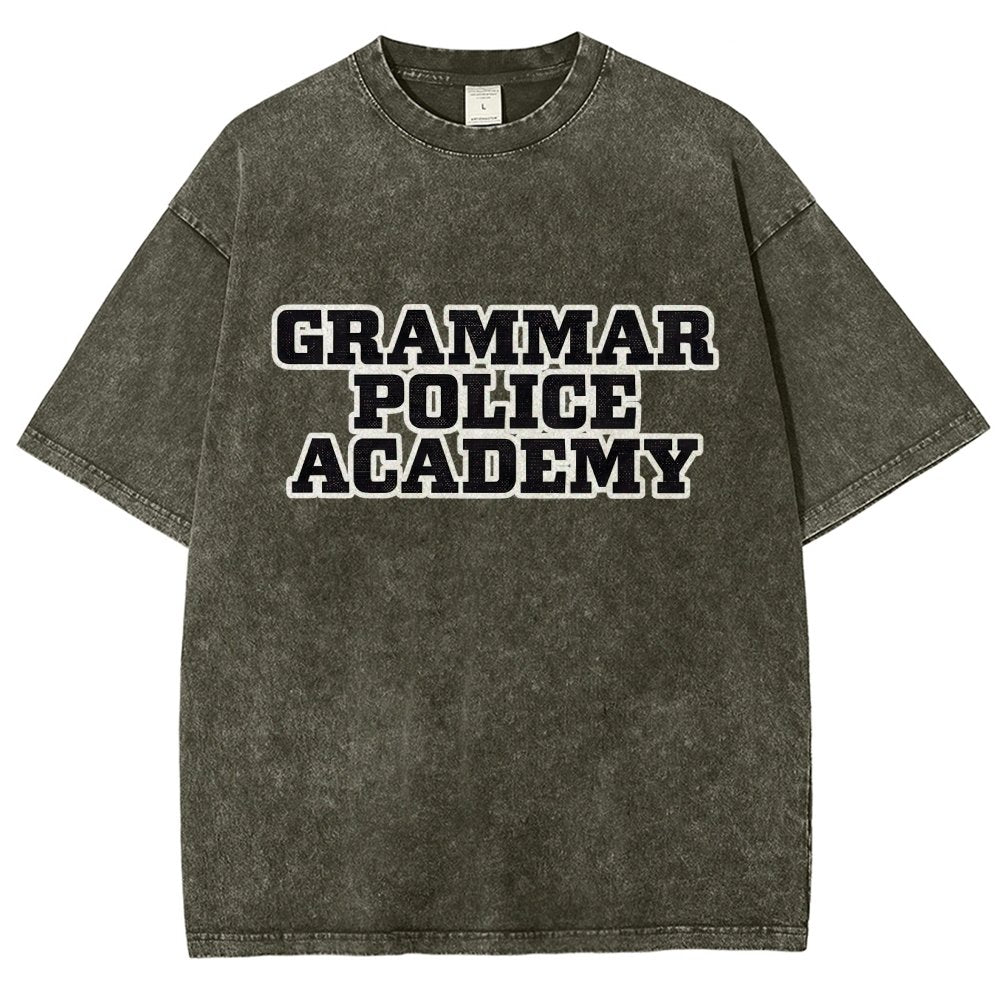 Grammar Police Academy Vintage Distressed T-shirt