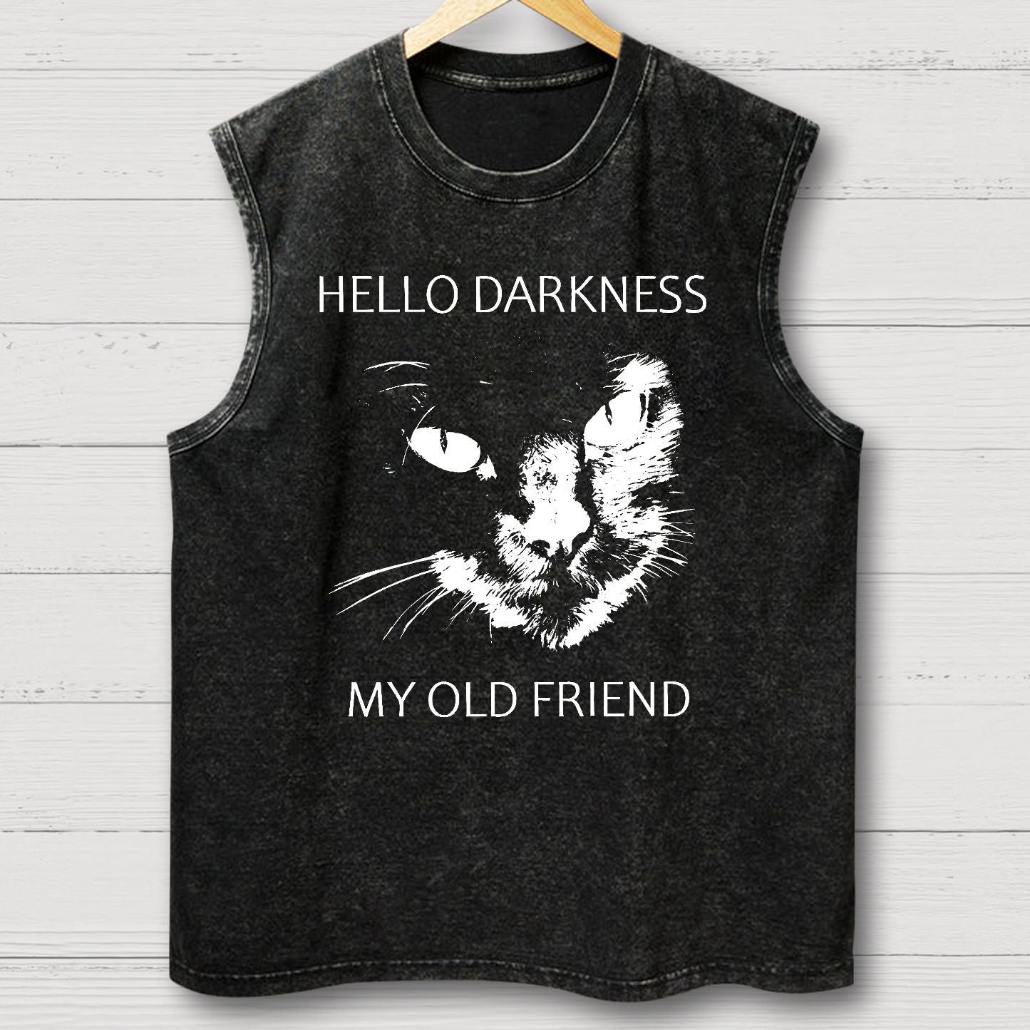 Hello Darkness My Old Friend Vintage Distressed Washed Tank