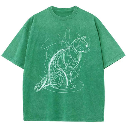 Cat Lines Vintage Distressed T-shirt