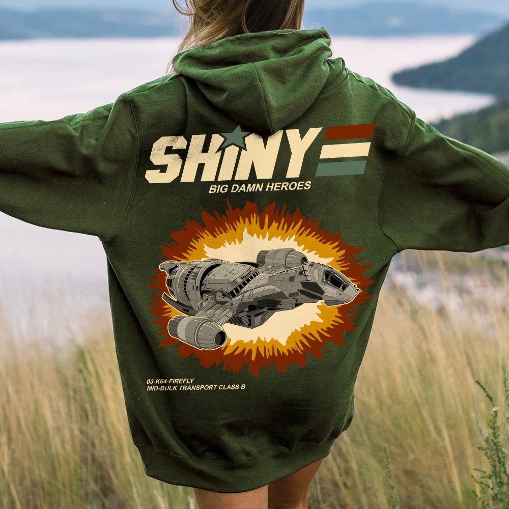 Shiny Heroes Printed Back Cotton Hoodie