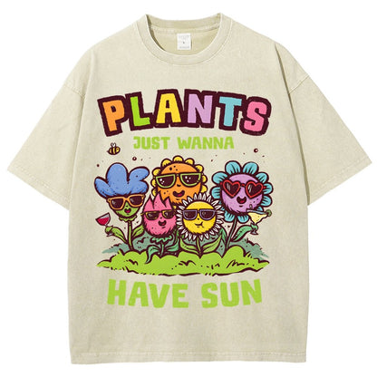 Plants Just Wanna Have Sun Vintage Distressed T-shirt