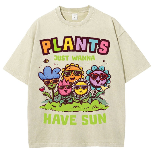 Plants Just Wanna Have Sun Vintage Distressed T-shirt