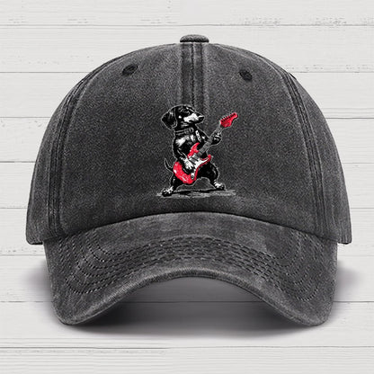 Dachshund Weenie Playing Guitar Cotton Hat
