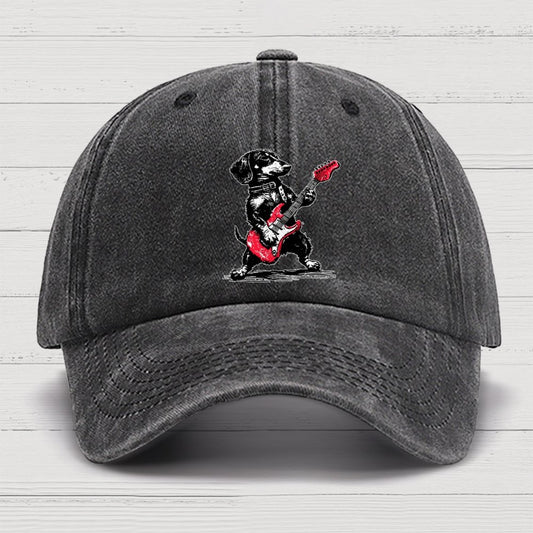 Dachshund Weenie Playing Guitar Cotton Hat