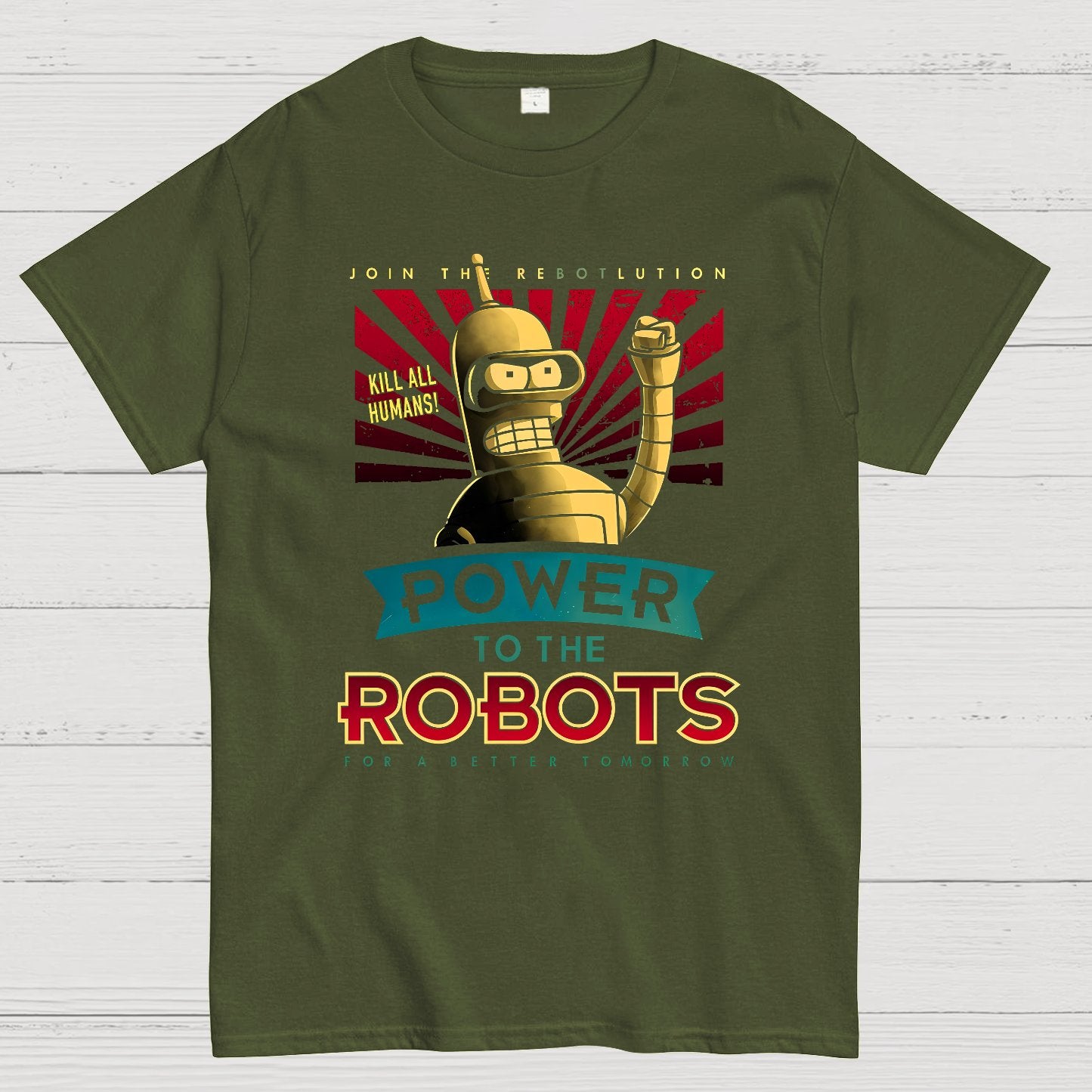 Power To The Robots Geek T-Shirt