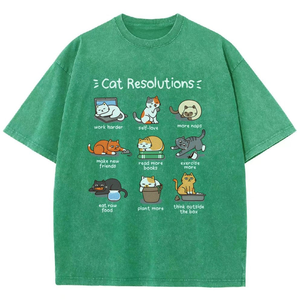 Cat Resolutions Vintage Distressed T-shirt