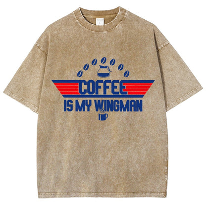 Coffee Is My Wingman Vintage Distressed T-shirt